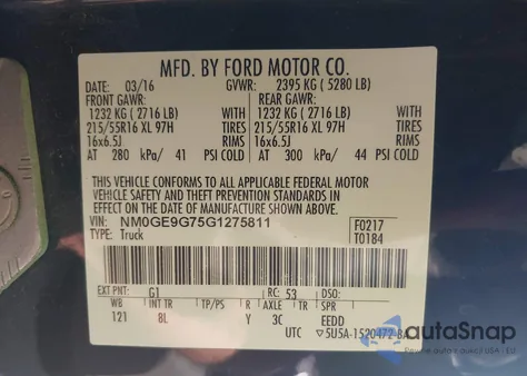 2016 Ford Transit Connect Titanium z USA, uszkodzony, nr VIN NM0GE9G75G1275811